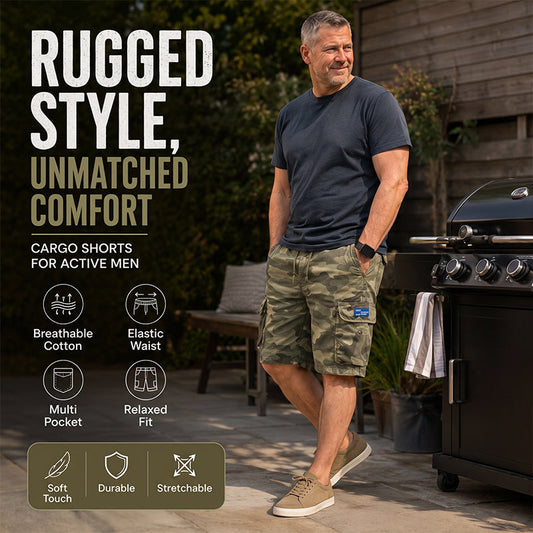 🩳 LIMITED-TIME 50% OFF! ✨ Men's Casual Relaxed Fit Cargo Shorts – Multi-Pockets, Breathable, Rugged 🌲