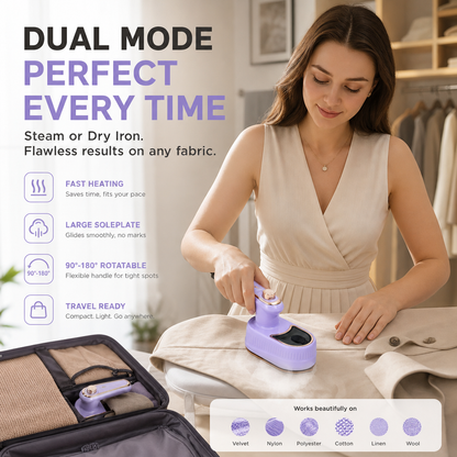 👔 2026 HOT SALE🥳50K+ SOLD!✨  Mini Foldable Steam Iron – Dual Function, 50ml Tank, Rotatable Handle ✈️