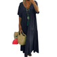 ⏳Time-Limited Special⏰Women's Casual Long Dress – V-Neck, Loose Fit, Short Sleeves, Natural Fibers 🌿