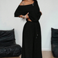 🎁2026 New Arrivals 50% OFF💥Women's Off-Shoulder Top & Pants 2-Piece Set – Asymmetrical, Wide-Leg, Soft Fabric ✨