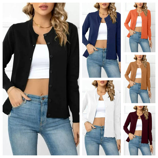 🎉 LIMITED TIME 50% OFF! 🧥 Women's Classic Crew Neck Cardigan – 50K+ Sold! Slim-Fit Design & Full Button Front 💝