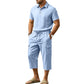 🏖️Men's Summer Linen Set Loose Shirt and Cargo Shorts Two Piece Outfit