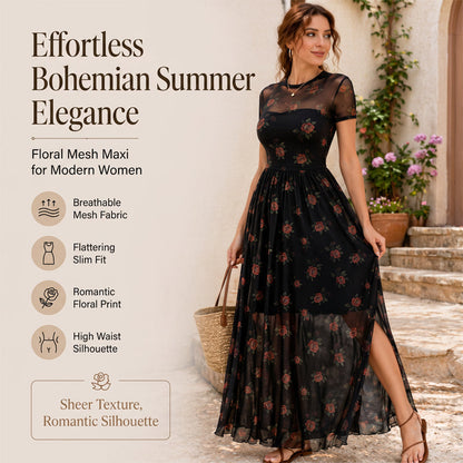 ⏳Limited-time 50% off⏰Women's Mesh Floral Maxi Dress🌹👗