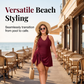 Elegant Plus Size Solid Color Swim Dress – Premium Textured One-Piece for Beach & Pool