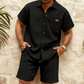 🎁2026 New Arrivals 50% OFF💥Men's Waffle Knit Short Sleeve Shirt & Shorts Set