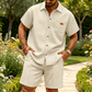 👕 55% OFF NOW! 🩳 Men's Waffle Knit Short Sleeve Shirt & Shorts Set – Soft textured fabric, breathable & relaxed fit – Perfect for summer loungewear & casual outings ☀️
