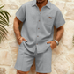👕 55% OFF NOW! 🩳 Men's Waffle Knit Short Sleeve Shirt & Shorts Set – Soft textured fabric, breathable & relaxed fit – Perfect for summer loungewear & casual outings ☀️