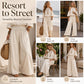 🎉 LIMITED TIME 50% OFF! 🌸 Women's Cold Shoulder Halter Neck Top & Wide-Leg Trousers Set – Boho Elegance & Linen-Like Breathability ✨
