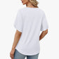 Women's Loose Fit Solid Colour V-Neck Flutter Sleeve Blouse 🌸 Soft Sleeves, Flattering V – A Breeze of Feminine Charm ✨