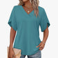 Women's Loose Fit Solid Colour V-Neck Flutter Sleeve Blouse 🌸 Soft Sleeves, Flattering V – A Breeze of Feminine Charm ✨