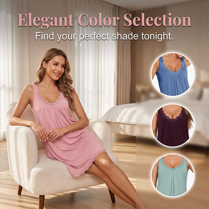 📢📢40% OFF !! ⏰Women's Lace V-Neck Nightdress Loose Modal Slip Sleepwear