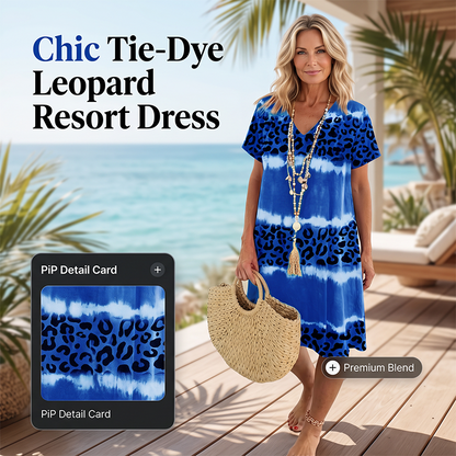 🎁New Arrivals 50% OFF💥Women's Casual Tie Dye Leopard Print V-Neck Dress